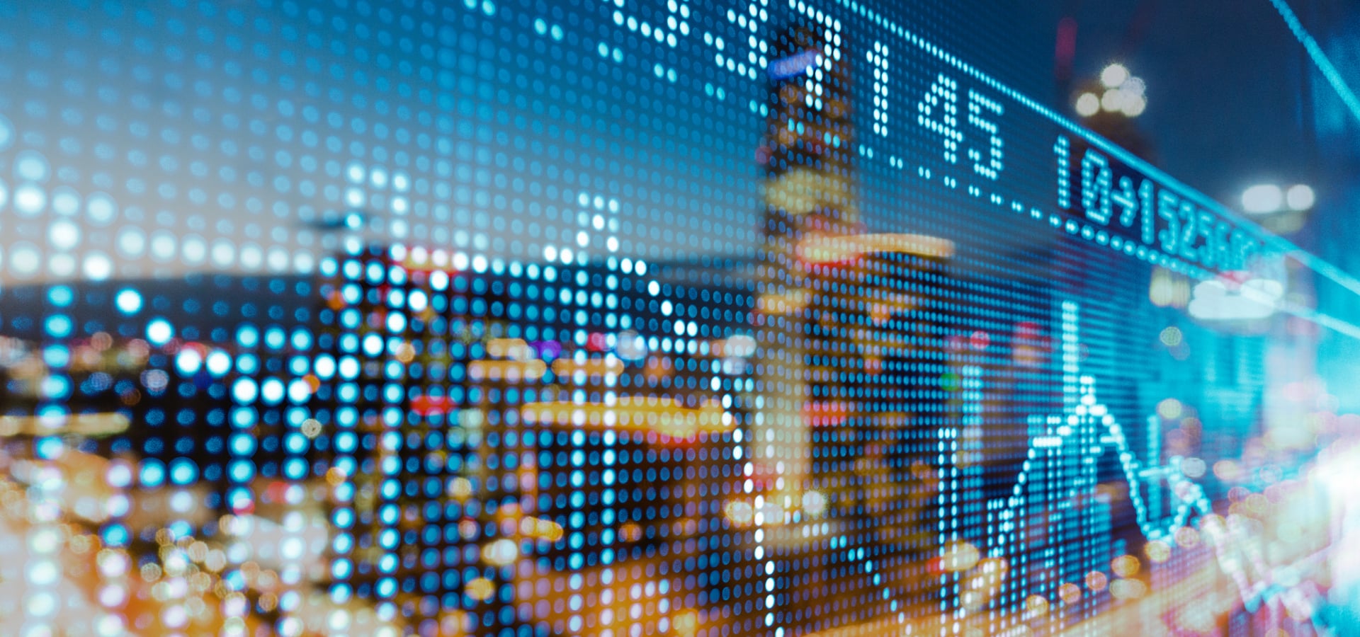 Abstract composition of stock market price display.